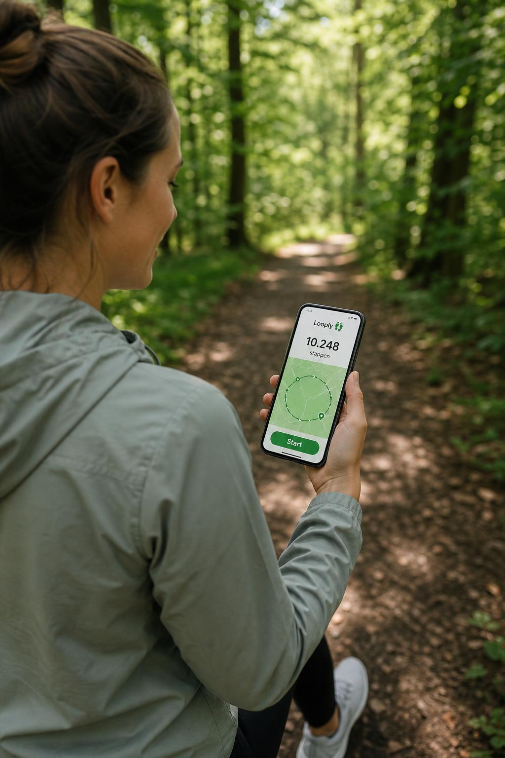Persoon wandelt actief door een groen park